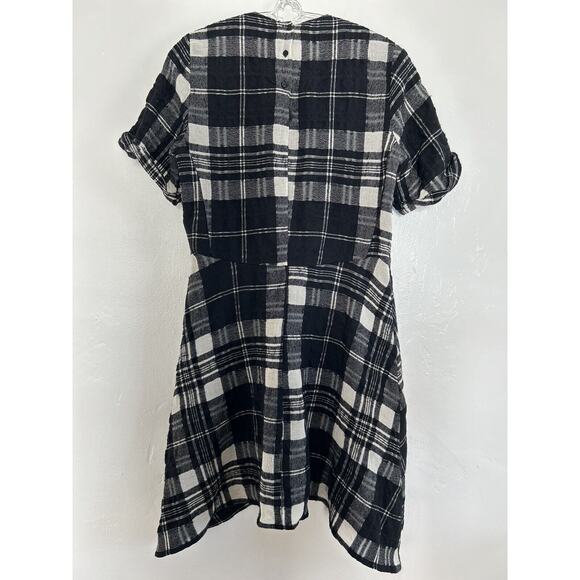 ZARA Dress Plaid Black and White Wool Blend burnout Size XS - Picture 5 of 9